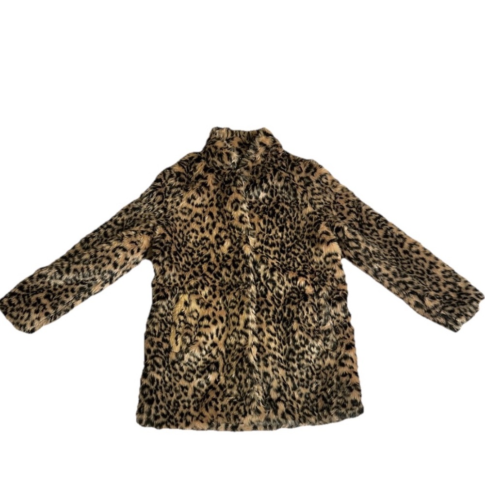 Luxurious LEOPARD Print Faux Fur Coat Jacket S new
